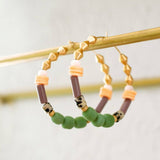 Pistachio Beaded Hoops