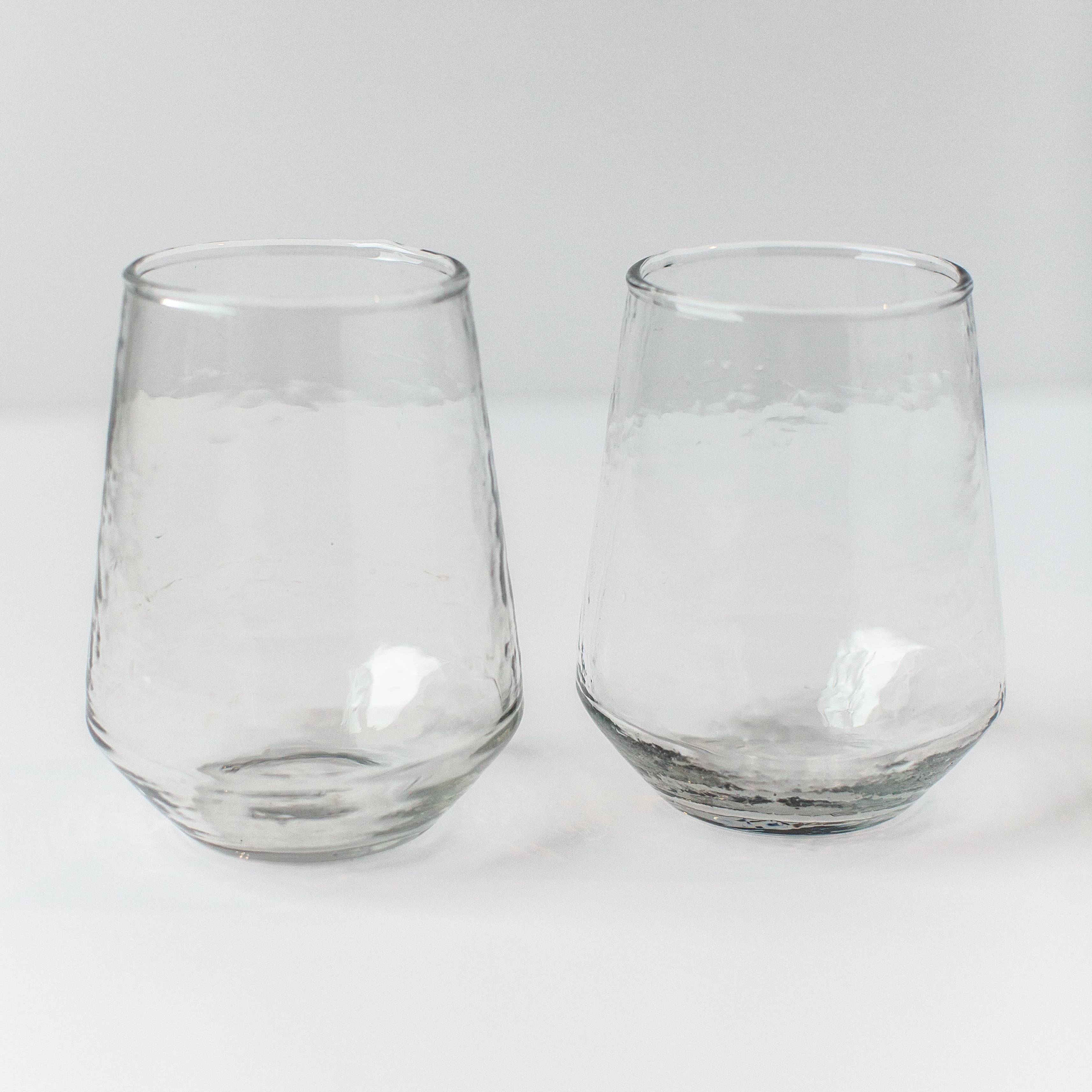 Handblown Hammered Glass Water Tumbler (Set of 2)