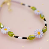 Lavender Daisy Beaded Bracelet