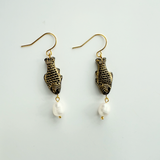 Sardine Drop Earrings - Black and Gold