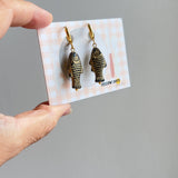 Sardine Earrings - Black and Gold