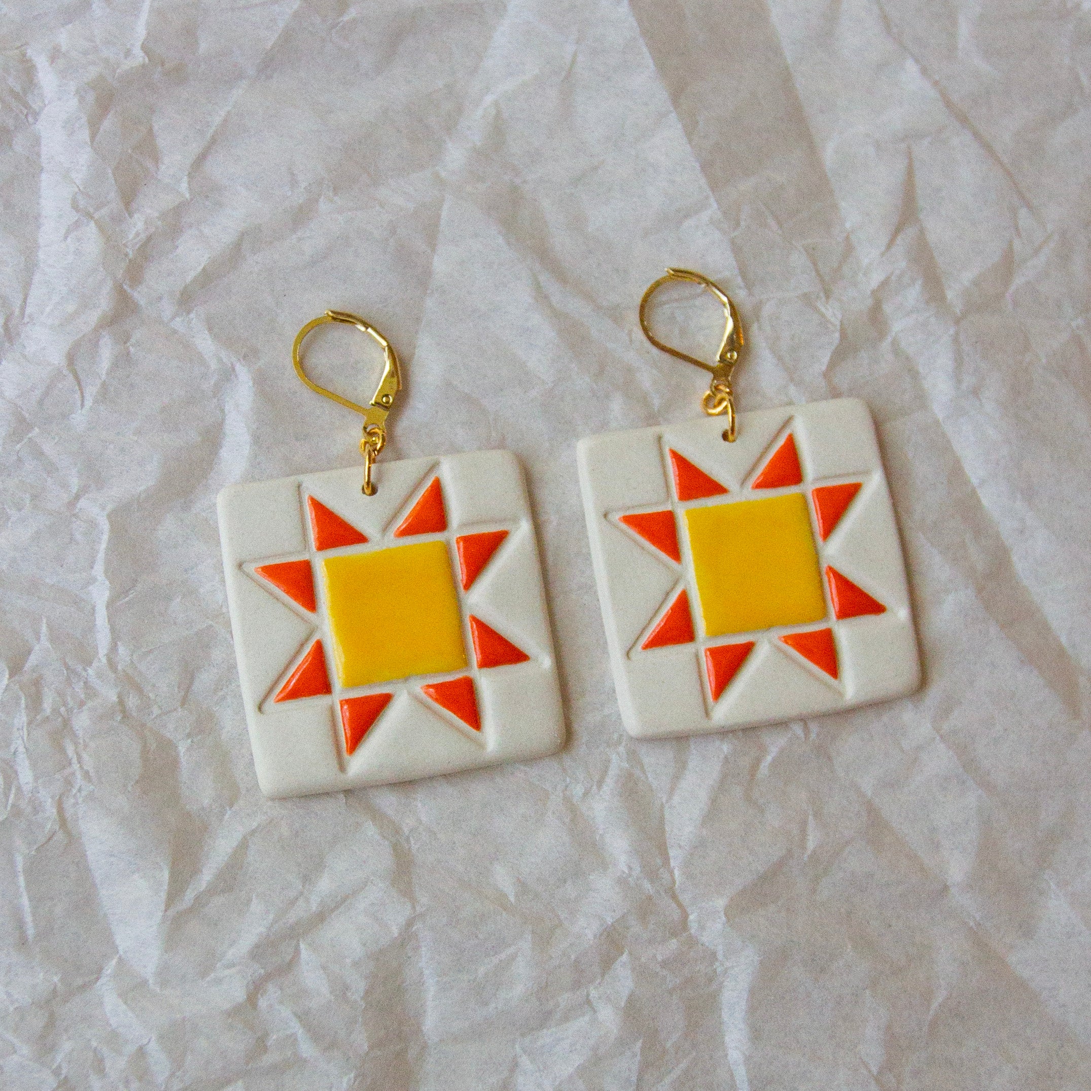 Ceramic Quilt Earrings