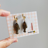 Sardine Earrings - Black and Gold