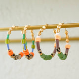 Pistachio Beaded Hoops