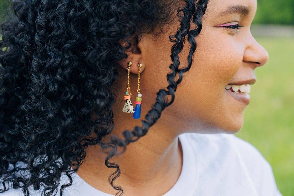 Beaded Dangle Chain Earrings