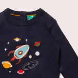 Chest Applique Long Sleeve T-Shirt - Outer Space