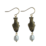 Sardine Drop Earrings - Black and Gold