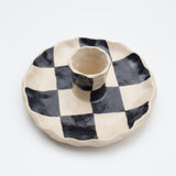 Candle Holder - Black Check