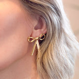 Dangle Bow Stud Earrings