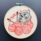 Kitten with Knitting - Complete Embroidery Kit