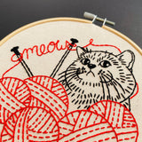 Kitten with Knitting - Complete Embroidery Kit