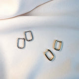 Rectangle Huggie Hoops - Silver