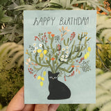 'Happy Birthday' Black Cat - Greeting Card