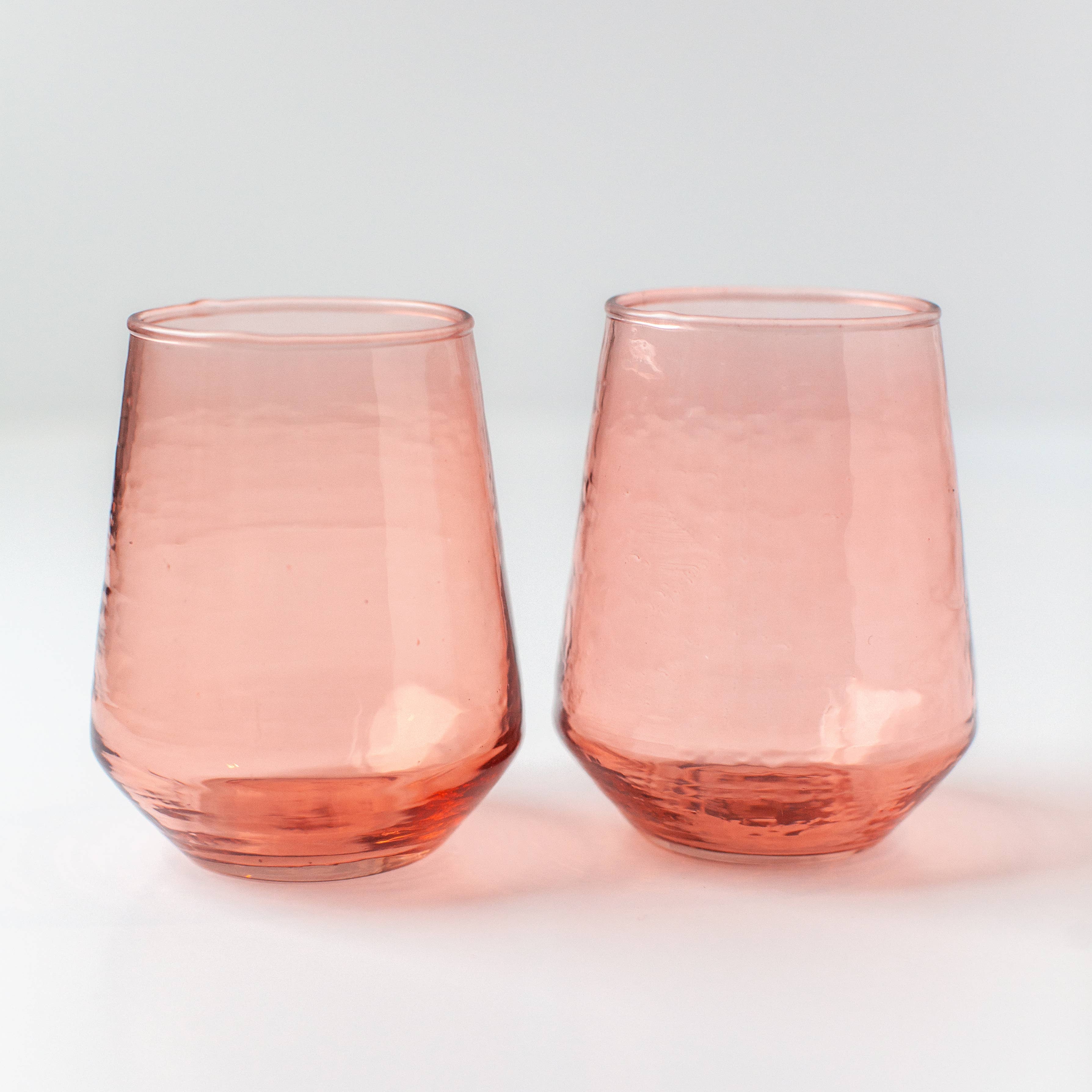 Handblown Hammered Glass Water Tumbler (Set of 2)