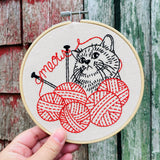 Kitten with Knitting - Complete Embroidery Kit