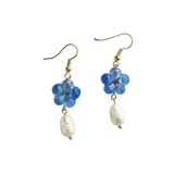 Flower Drop Earrings - Light Blue