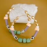 Pistachio Beaded Hoops