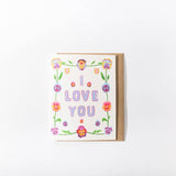 'I Love You' Pansies - Greeting Card