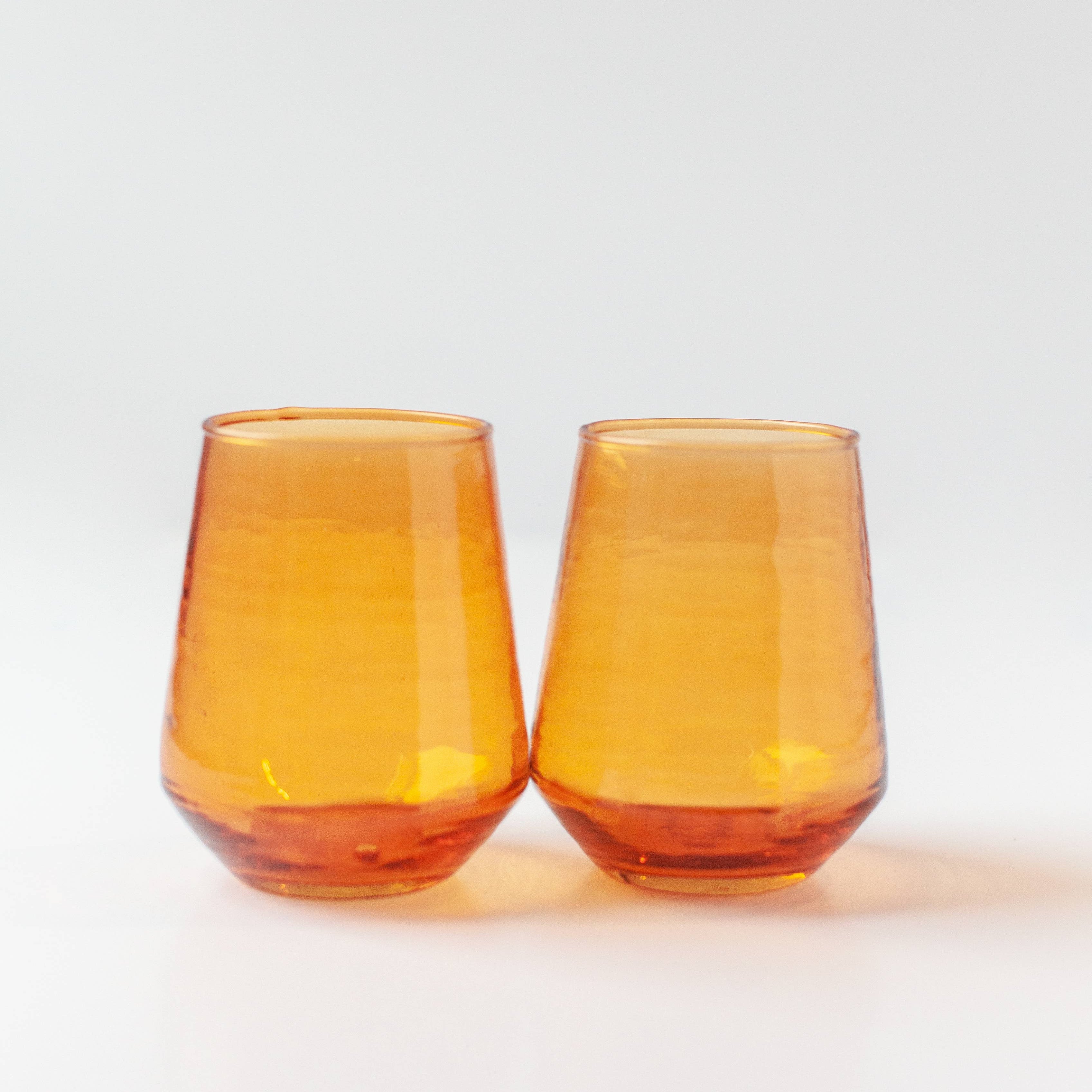 Handblown Hammered Glass Water Tumbler (Set of 2)