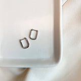 Rectangle Huggie Hoops - Silver