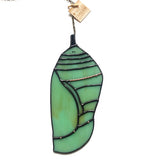 Hanging Stained Glass Piece - Monarch Chrysalis