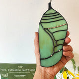 Hanging Stained Glass Piece - Monarch Chrysalis