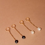 Chain Pearl Drop Earrings - Black