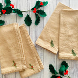 Winter Bough Natural Cotton Cloth Napkins (Set of 4)b